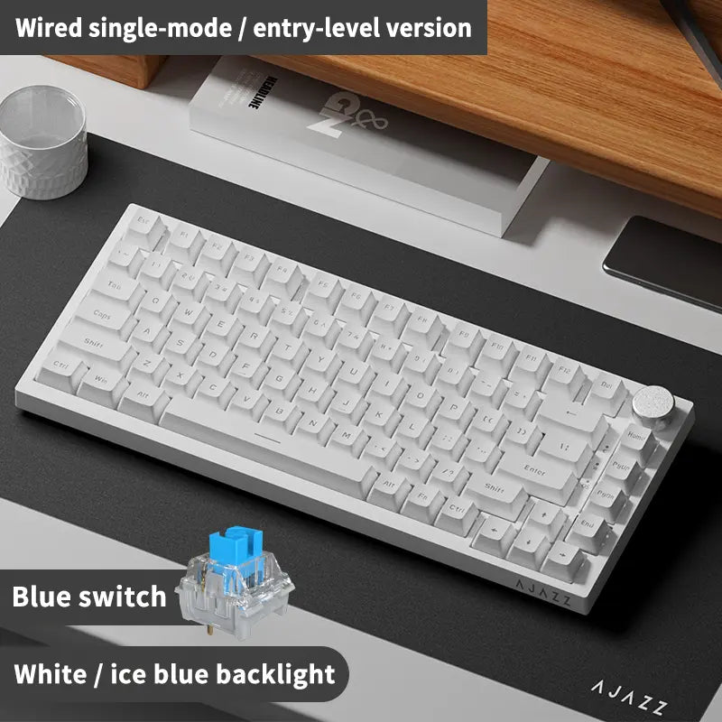 AJAZZ AK820 Wired Mechanical Gaming Keyboard, 75% Layout 82-Key Hot-Swappable Design with Metal Volume Knob, Gasket Structure and 5-Layer Filled PBT Keycaps, Ergonomic Keyboard for Esports & Office Use #GLOBAL PICKS