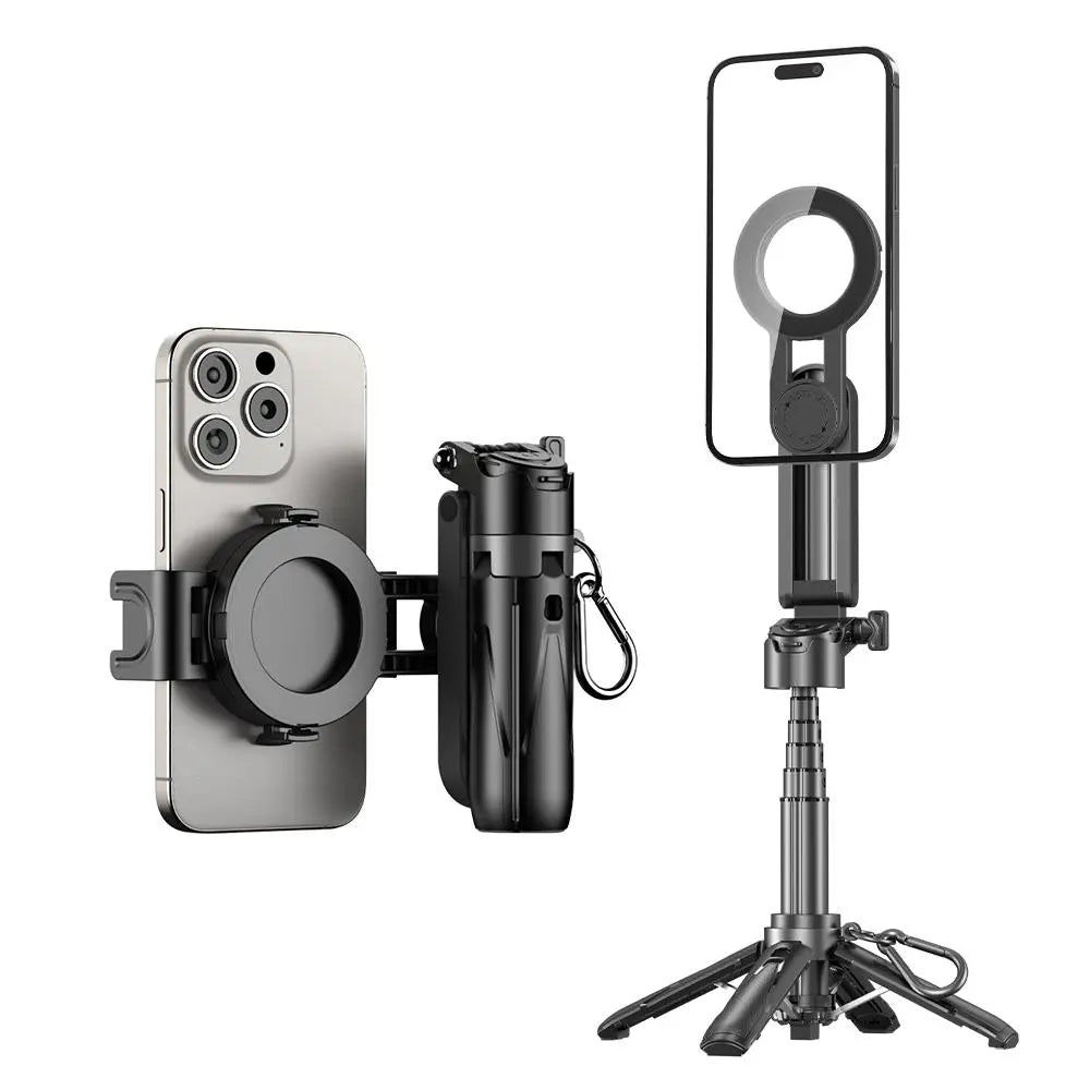 2-In-1 Selfie Stick Tripod, Retractable Grip Cell Phone Tripod with Detachable Remote, Mini Cell Phone Grip, Vlog Livestreaming for Photography, Videography Equipment