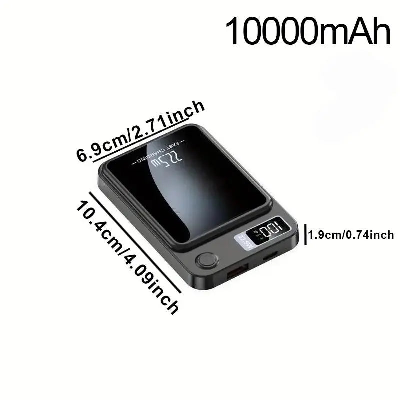 Portable Magnetic Mini 10000Mah Wireless Fast Charger with LED Digital Display for Outdoor Travel and Emergency Power for Phone, Magnetic Power Bank Charger