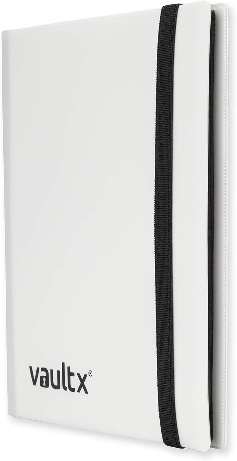 4 Pocket Trading Card Strap Binder, 160 Cards, Standard, 20 Side-Loading Pages, TCG (White)