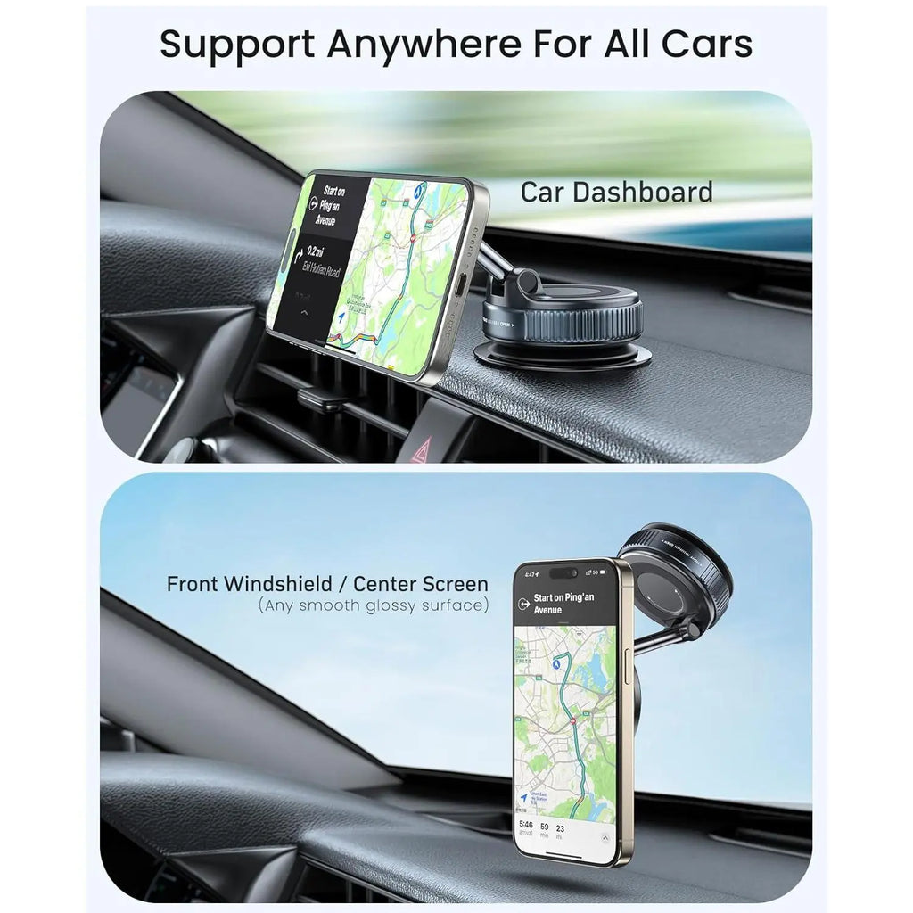 Magnetic Suction Cup Phone Holder, 360° Adjustable Magnetic Phone Holder, Pocket-Sized Foldable Portable Phone Holder for All Smartphones, Car Magnetic Phone Holder