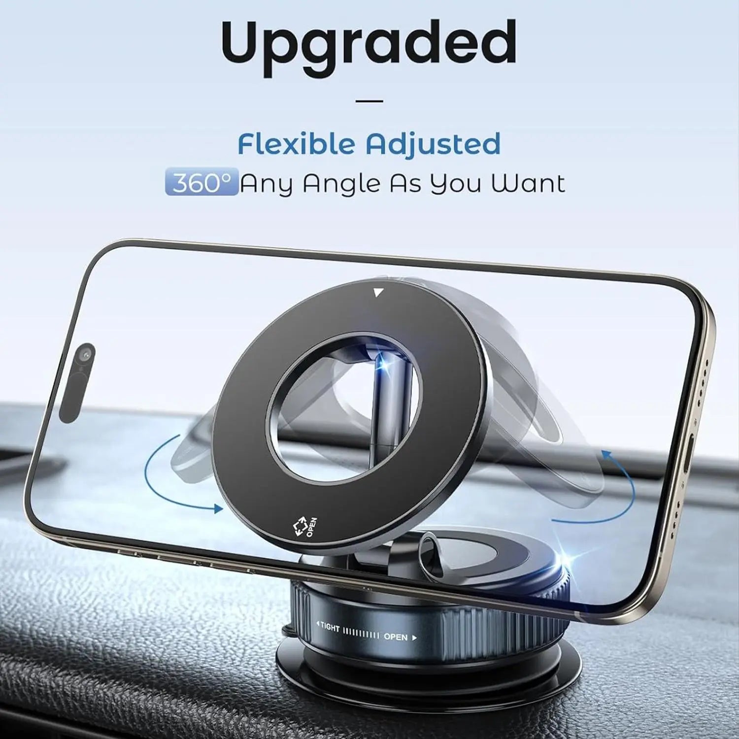 Magnetic Suction Cup Phone Holder, 360° Adjustable Magnetic Phone Holder, Pocket-Sized Foldable Portable Phone Holder for All Smartphones, Car Magnetic Phone Holder