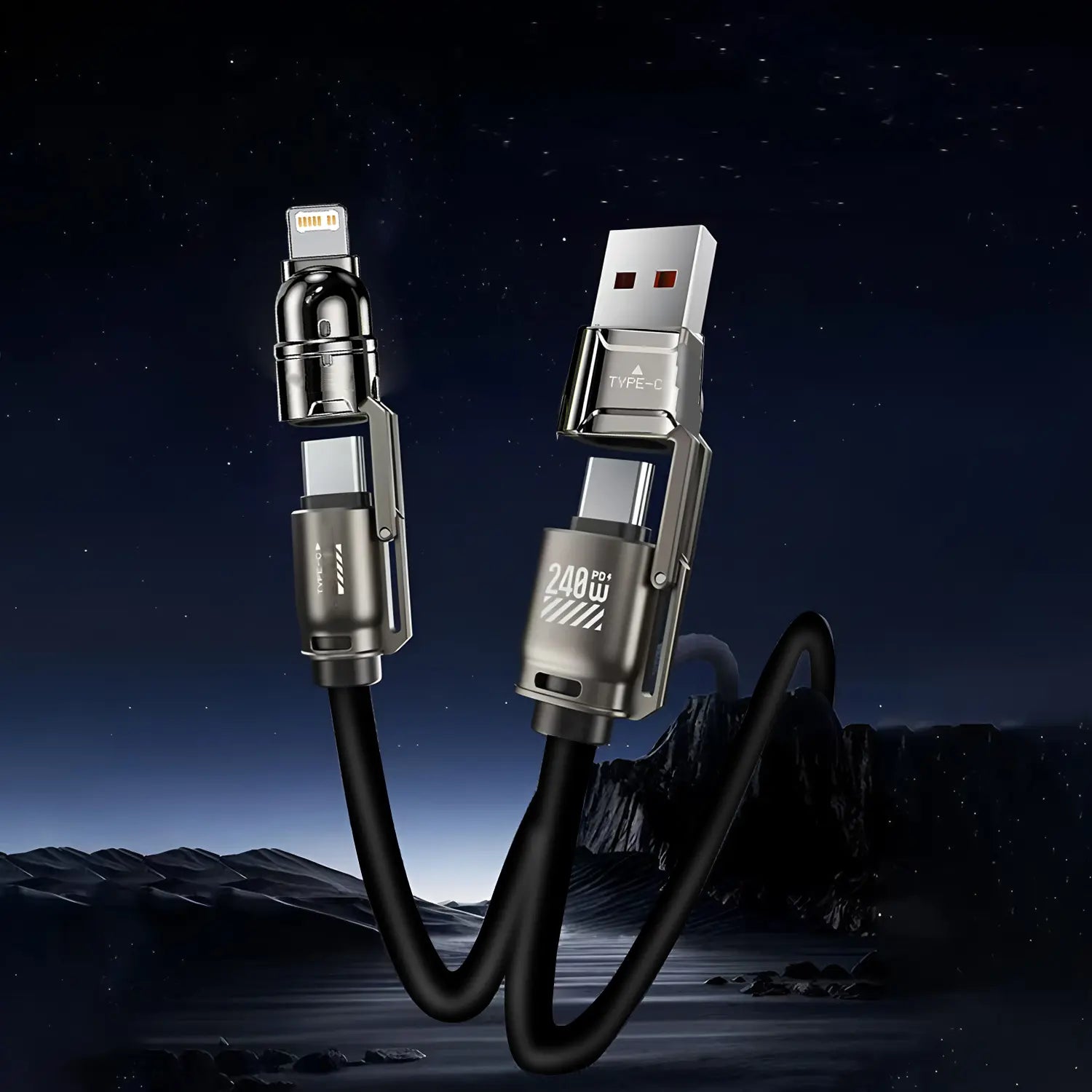 240W Fast Charging Cable Type C & Ios Devices, Multifunctional Charging Cable, Multi-Function Data Line for Iphone Android Phones, High-Speed Charger Accessory