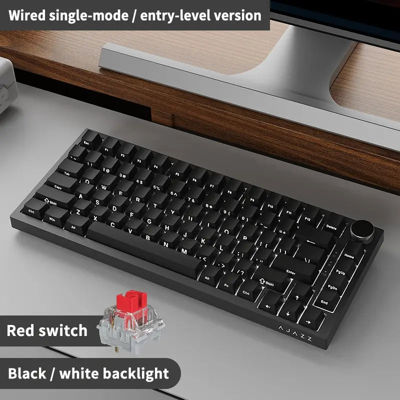 AJAZZ AK820 Wired Mechanical Gaming Keyboard, 75% Layout 82-Key Hot-Swappable Design with Metal Volume Knob, Gasket Structure and 5-Layer Filled PBT Keycaps, Ergonomic Keyboard for Esports & Office Use #GLOBAL PICKS