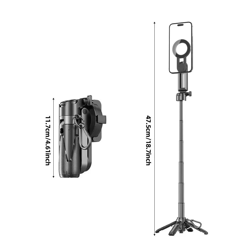 2-In-1 Selfie Stick Tripod, Retractable Grip Cell Phone Tripod with Detachable Remote, Mini Cell Phone Grip, Vlog Livestreaming for Photography, Videography Equipment