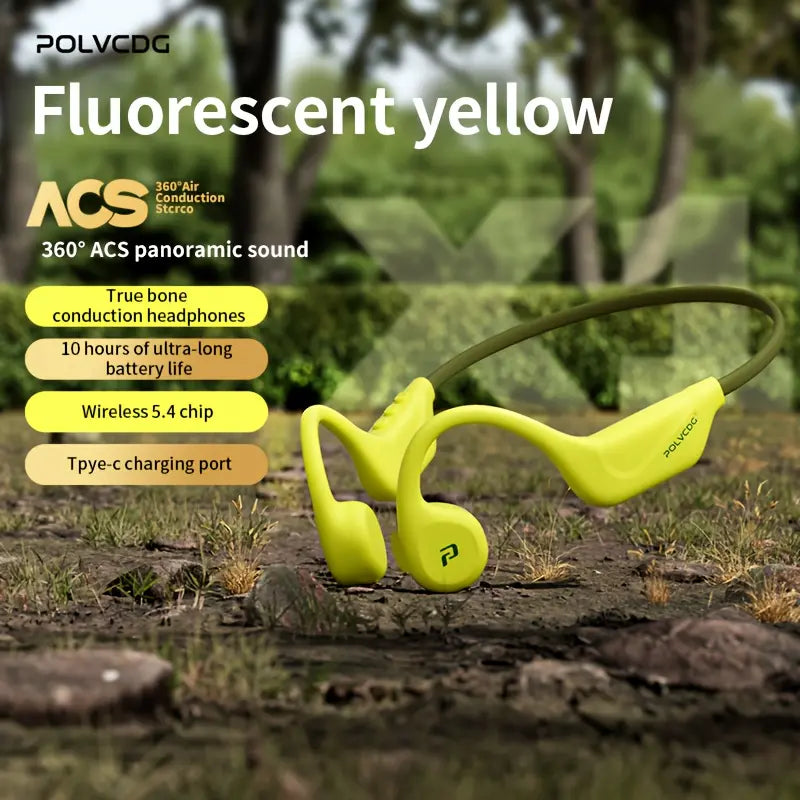 Polvcdg Bone Conduction Bluetooth Wireless Headphones - High-Quality Sound, Suitable for Connecting to Mobile Phones. Perfect for Calls, While Exercising, Running or during Sports. Sweat-Resistant. Long-Wearing without Causing Discomfort Christmas Gift