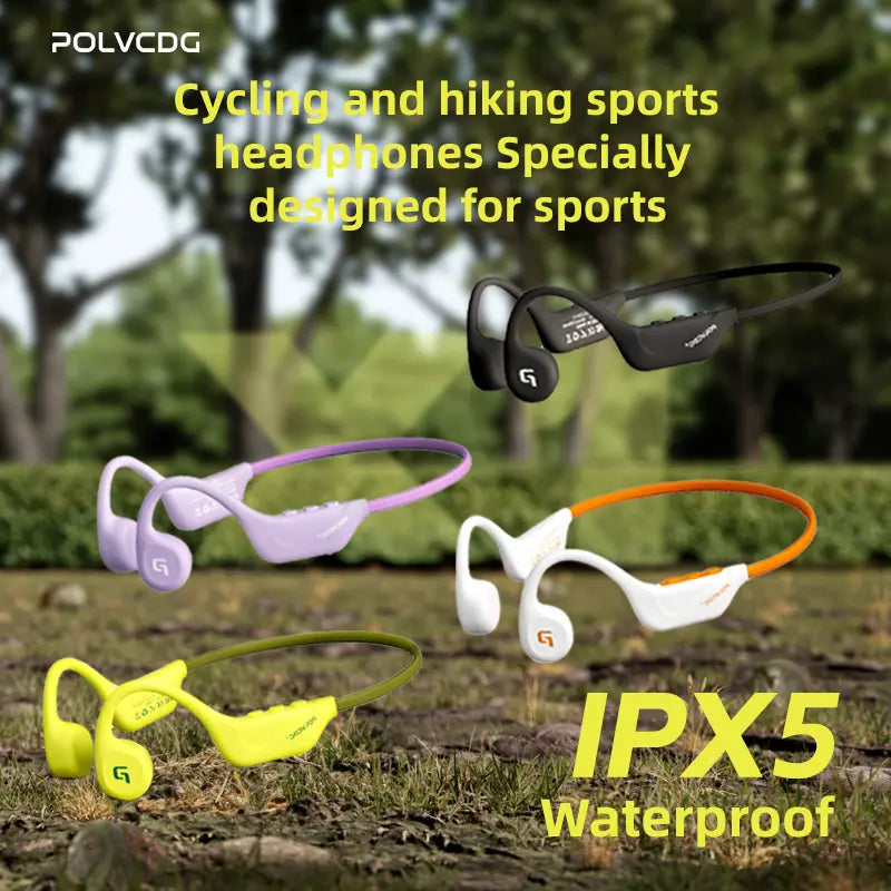 Polvcdg Bone Conduction Bluetooth Wireless Headphones - High-Quality Sound, Suitable for Connecting to Mobile Phones. Perfect for Calls, While Exercising, Running or during Sports. Sweat-Resistant. Long-Wearing without Causing Discomfort Christmas Gift